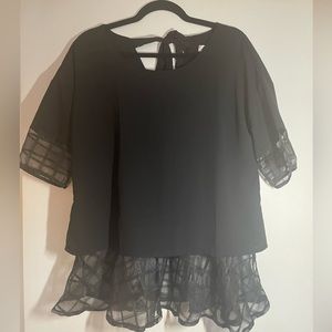Beautiful black flowy blouse/tie back with bottom and sleeve design